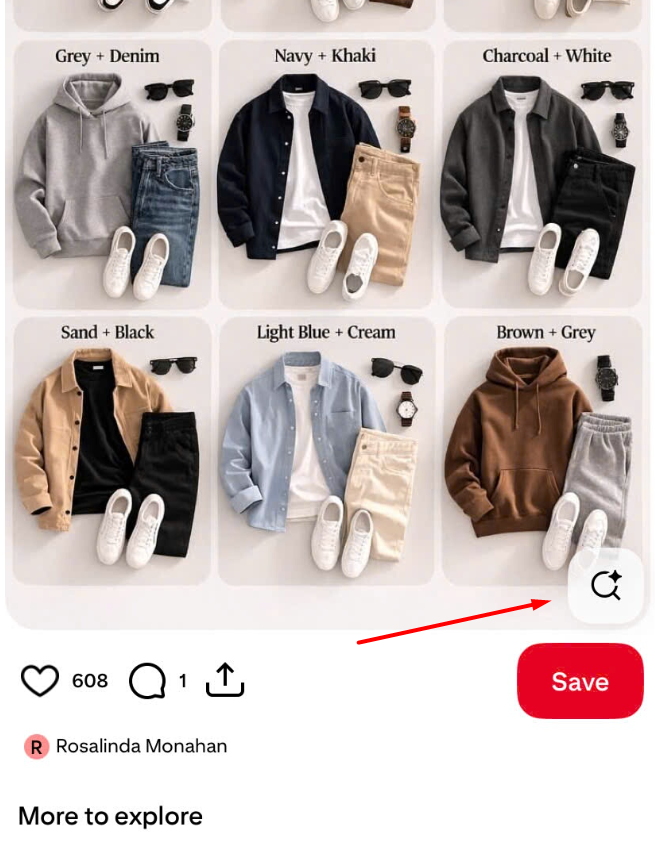The Pinterest visual search icon on a pin