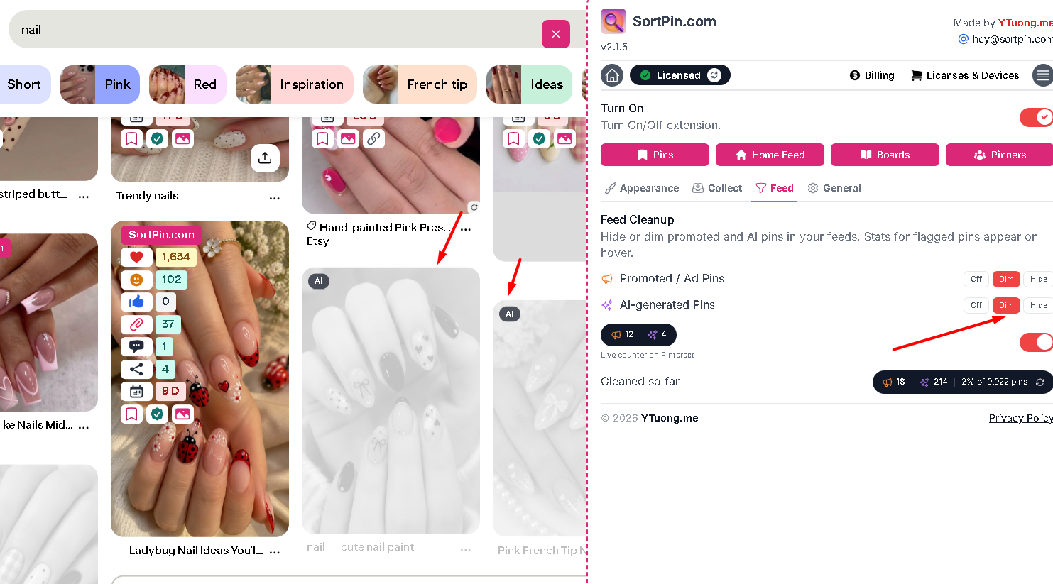 Hide Pinterest ads and promoted pins with SortPin Feed Cleanup