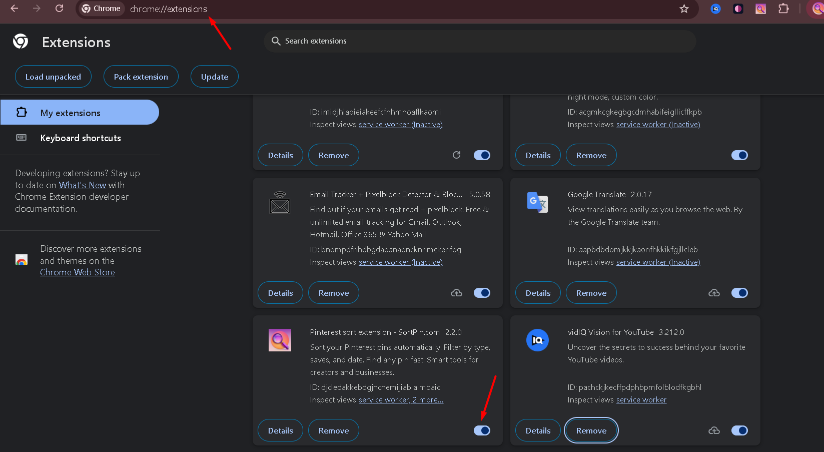 Disable Chrome extensions to fix Pinterest not working