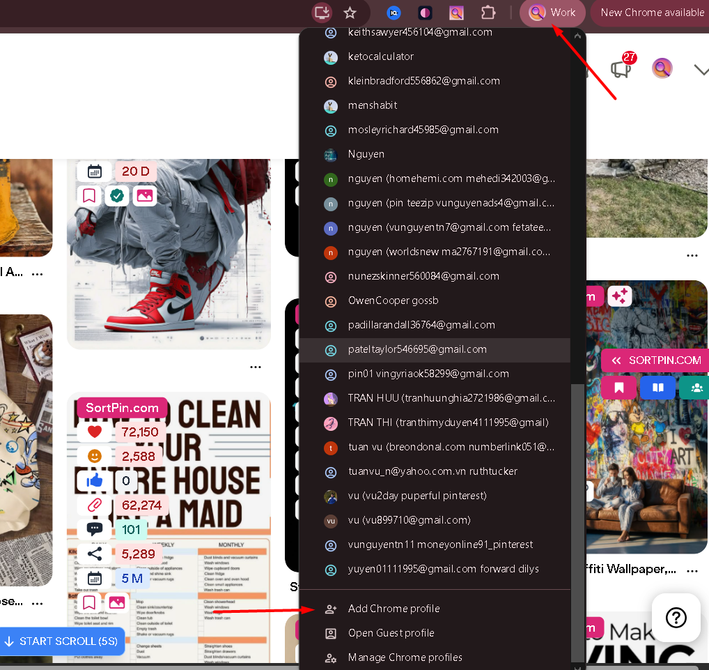 Create a new Chrome profile to test the SortPin extension