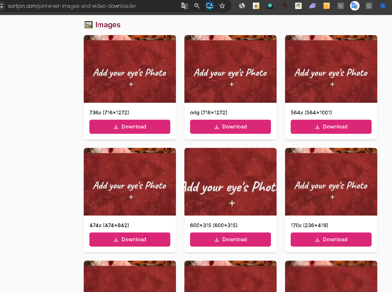 Download Pinterest stories and reels in every available size